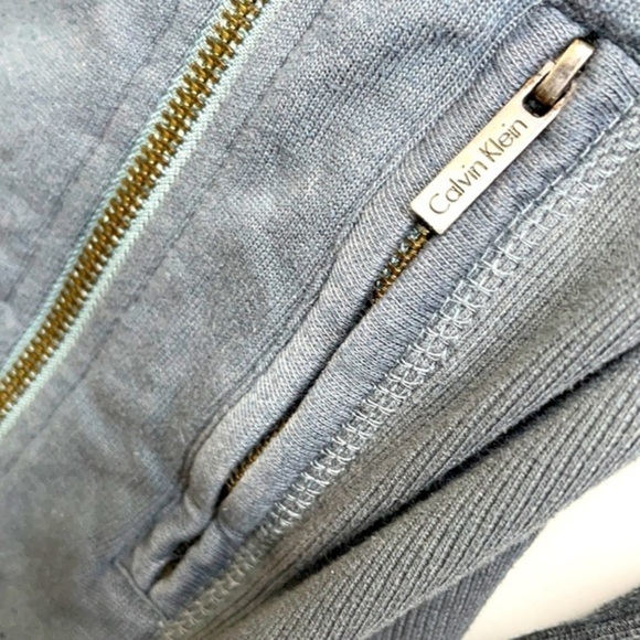 CALVIN KLEIN | Women’s Dark Gray Full Zip Fuzzy Collared Lightweight Jacket, Med - Picture 5 of 9